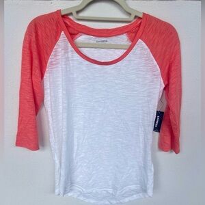Express Pink Raglan 3/4 Sleeve Fitted Tee
